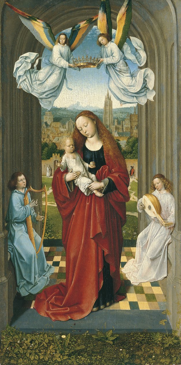Jomfruen og barnet mellem engle af Master of the André Madonna