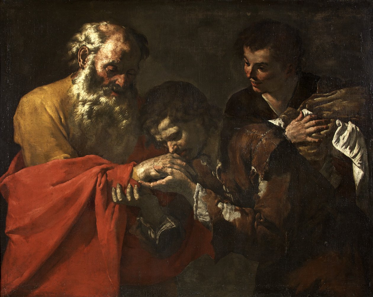Den fortabte søns tilbagevenden, ca. 1630-50 af Master of the Annunciation to the Shepherds