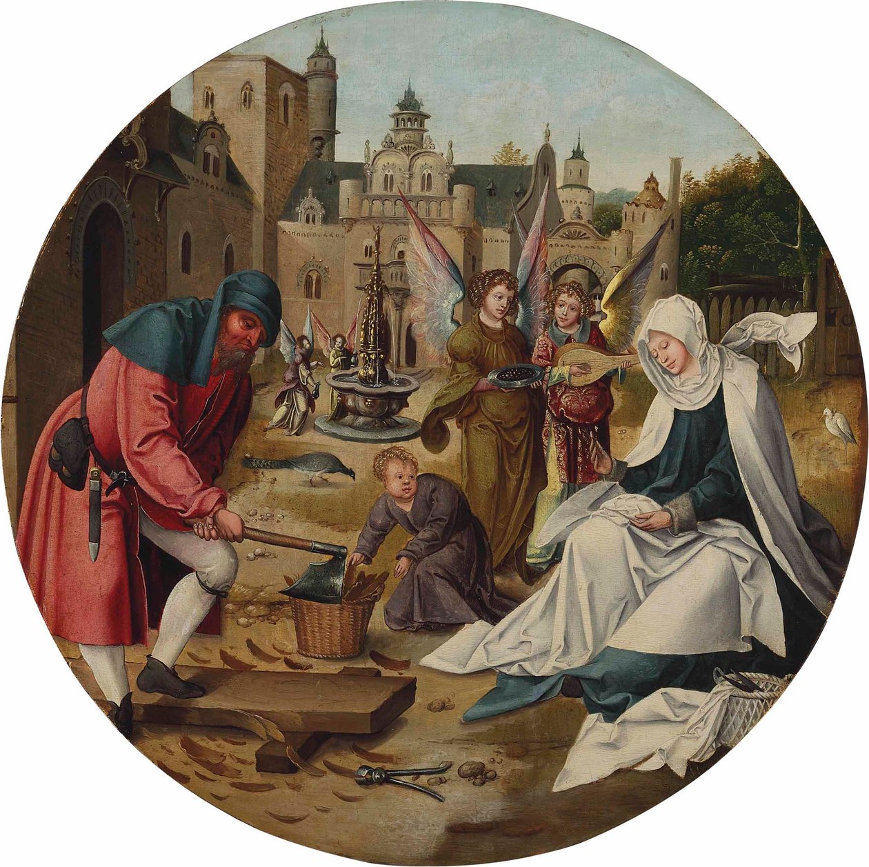 Den hellige familie af Master of the Antwerp Adoration