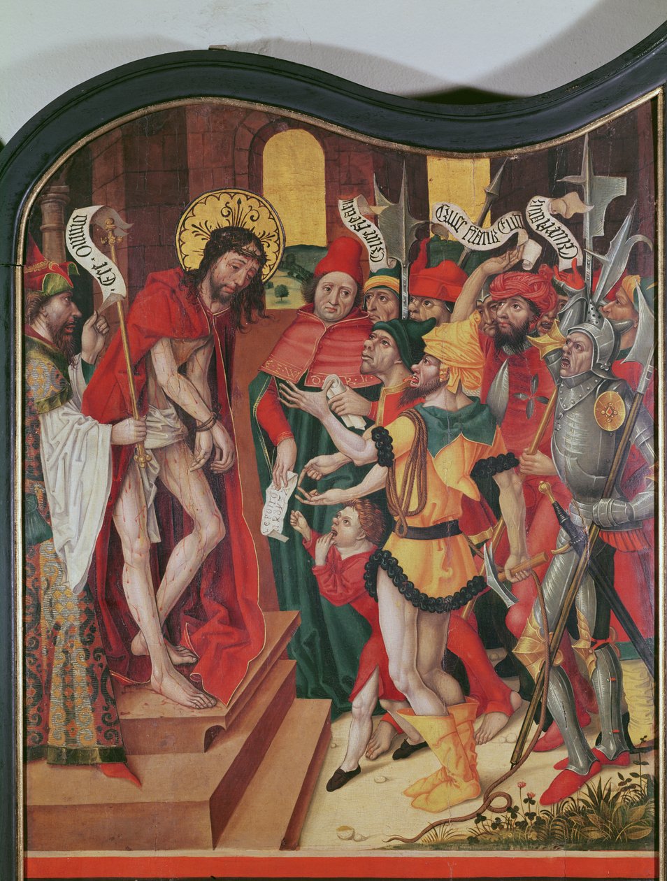 Ecce Homo, øverst på det indre højre panel af en altertavle af passionen af Master of the Baden Carnation