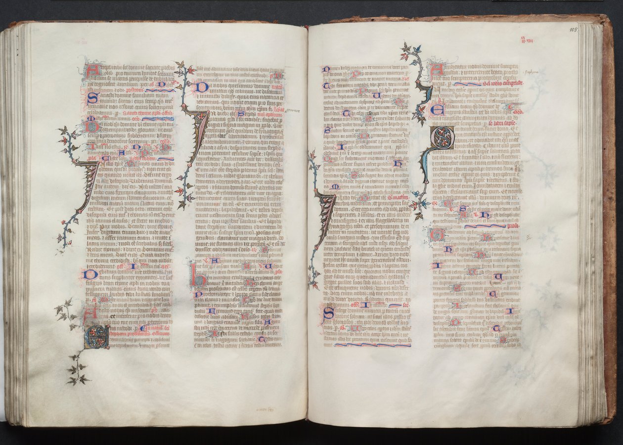 The Gotha Missal: Fol. 104v, tekst, ca. 1375. af Master of the Boqueteaux