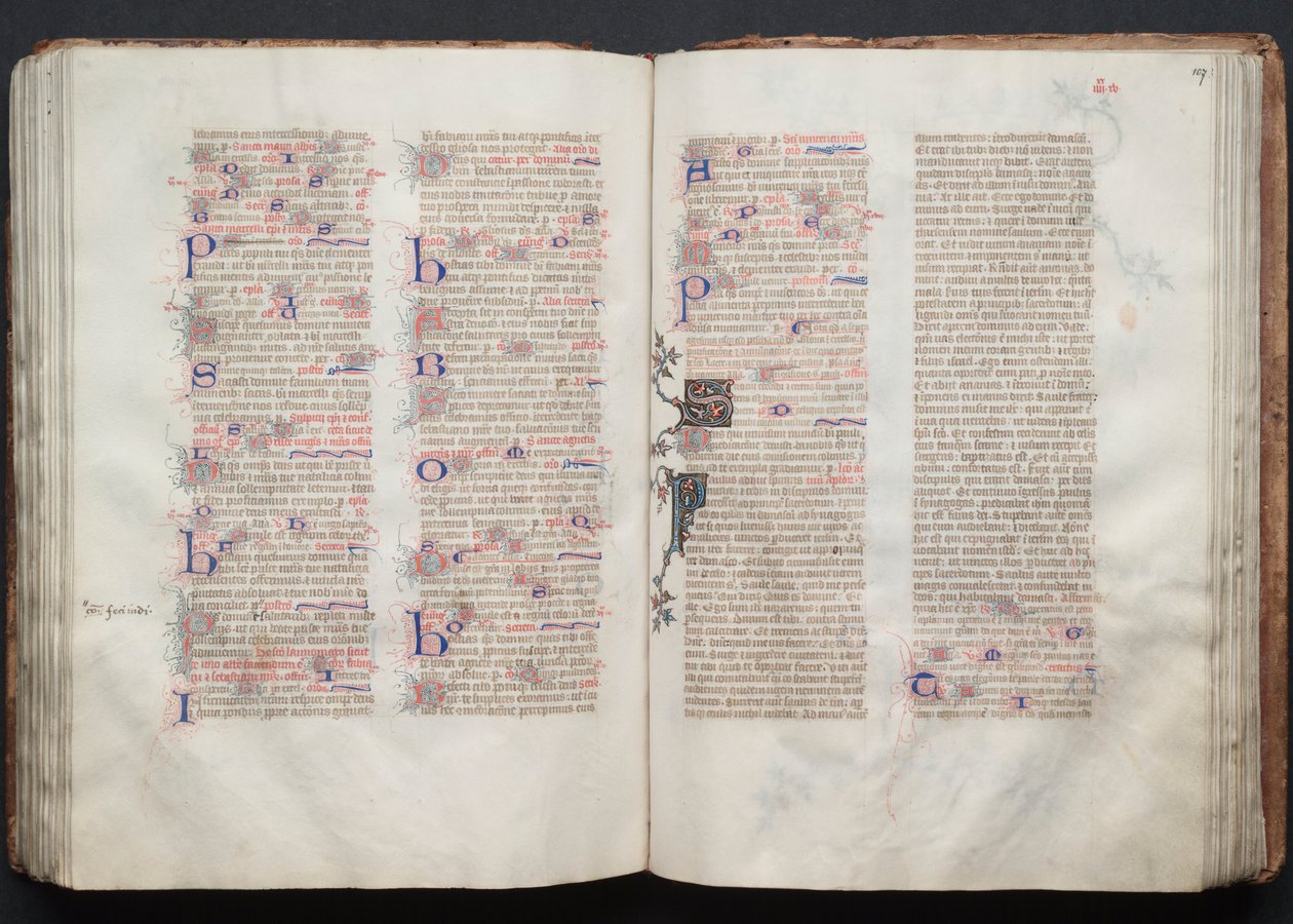 The Gotha Missal: Fol. 107r, Tekst, ca. 1375. af Master of the Boqueteaux