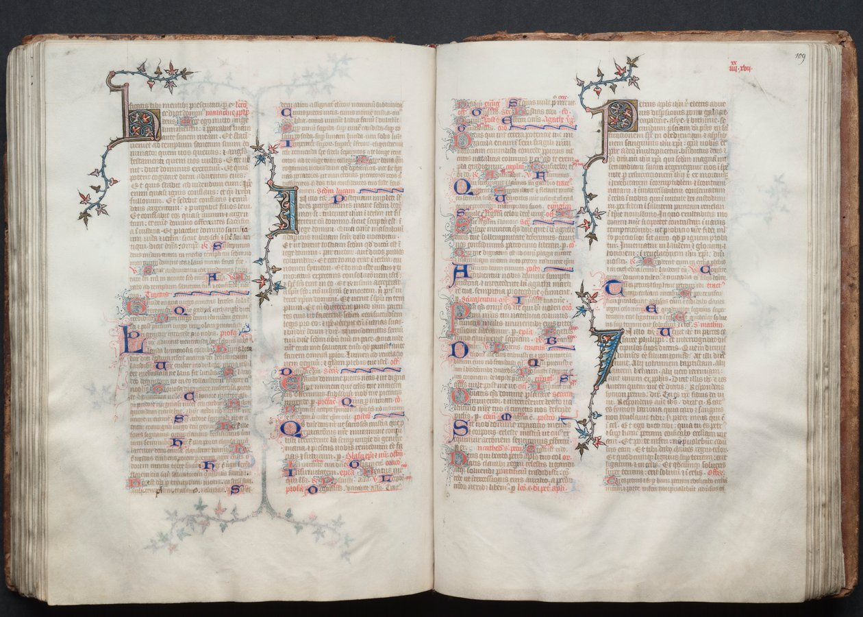 The Gotha Missal: Fol. 108v, tekst, ca. 1375. af Master of the Boqueteaux