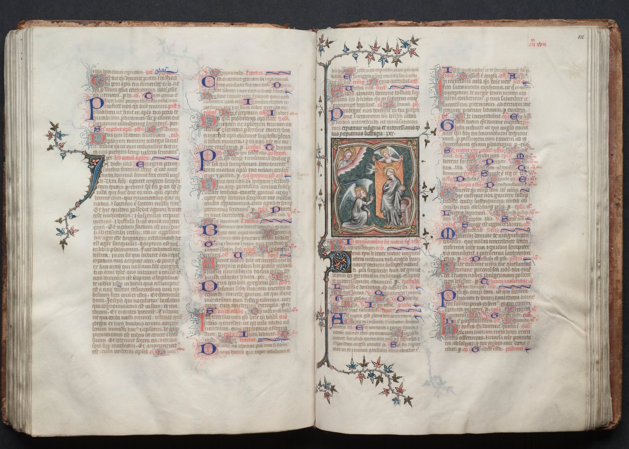 The Gotha Missal: Fol. 109v, tekst, ca. 1375. af Master of the Boqueteaux