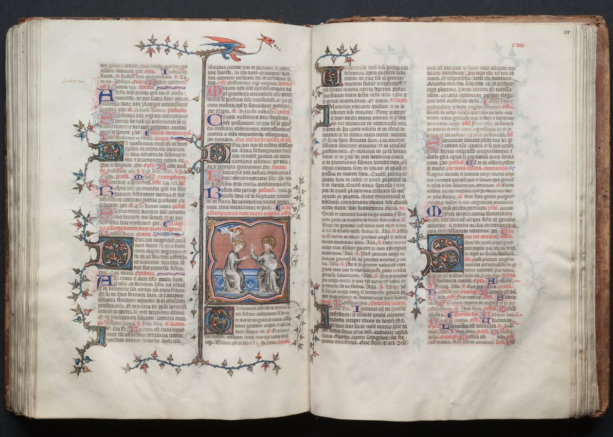 The Gotha Missal: Fol. 120r, tekst, ca. 1375. af Master of the Boqueteaux