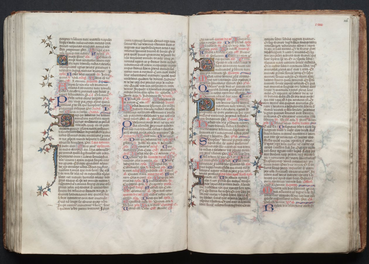The Gotha Missal: Fol. 125v, tekst, ca. 1375. af Master of the Boqueteaux