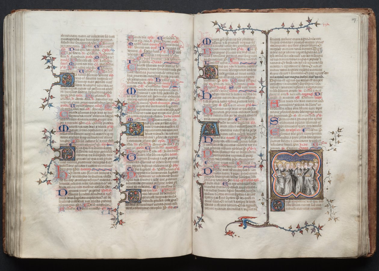 The Gotha Missal: Fol. 126v, tekst, ca. 1375. af Master of the Boqueteaux