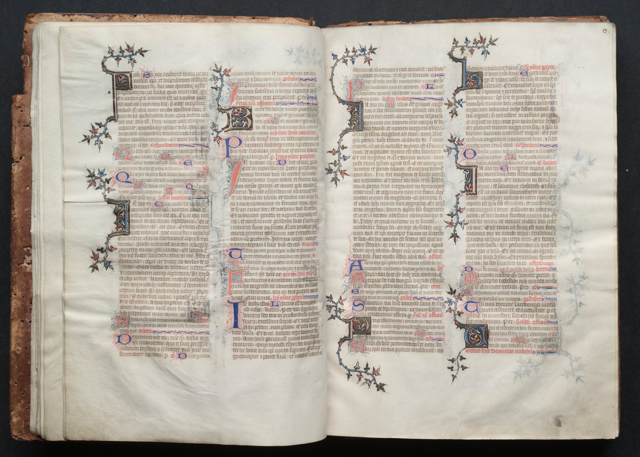 The Gotha Missal: Fol. 12v, tekst, ca. 1375. af Master of the Boqueteaux