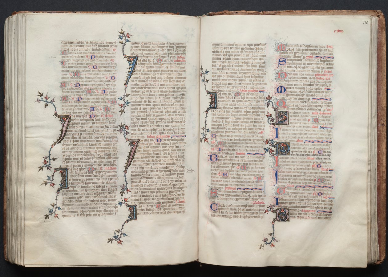 The Gotha Missal: Fol. 130r, tekst, ca. 1375. af Master of the Boqueteaux