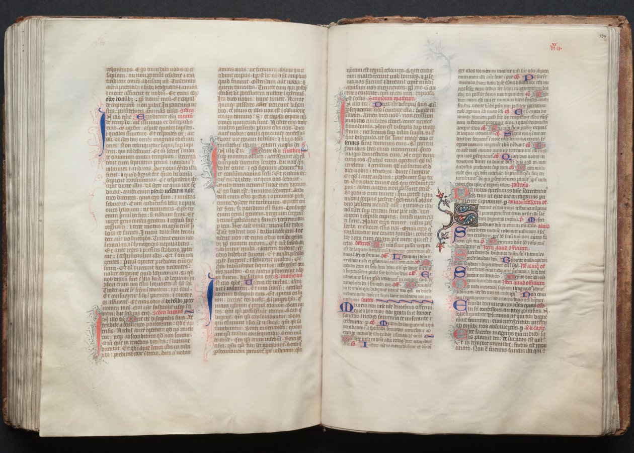 The Gotha Missal: Fol. 133v, tekst, ca. 1375. af Master of the Boqueteaux