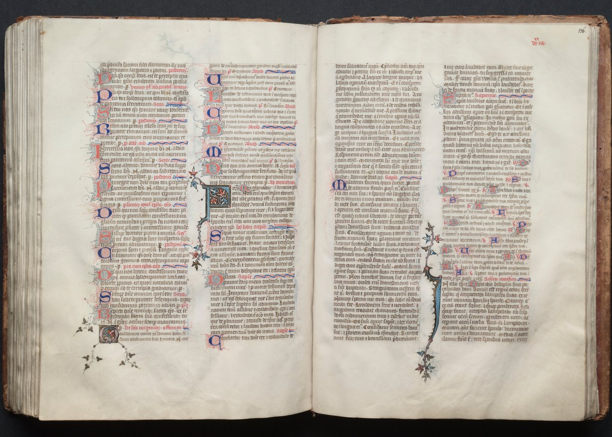The Gotha Missal: Fol. 135v, tekst, ca. 1375. af Master of the Boqueteaux