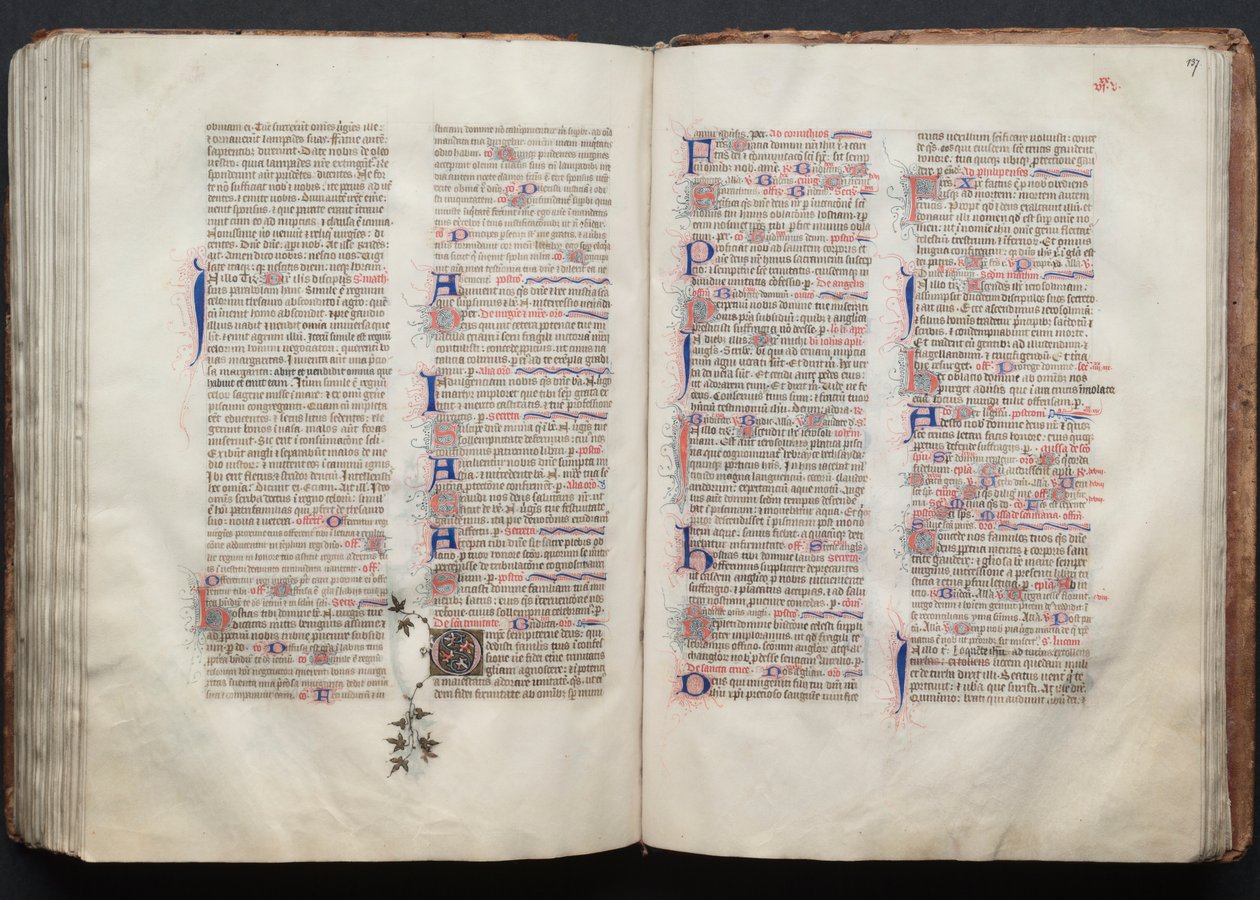 The Gotha Missal: Fol. 136v, tekst, ca. 1375. af Master of the Boqueteaux