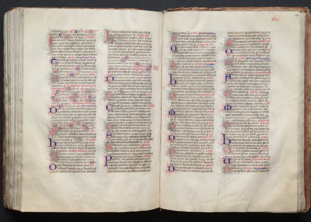 The Gotha Missal: Fol. 137v, tekst, ca. 1375. af Master of the Boqueteaux