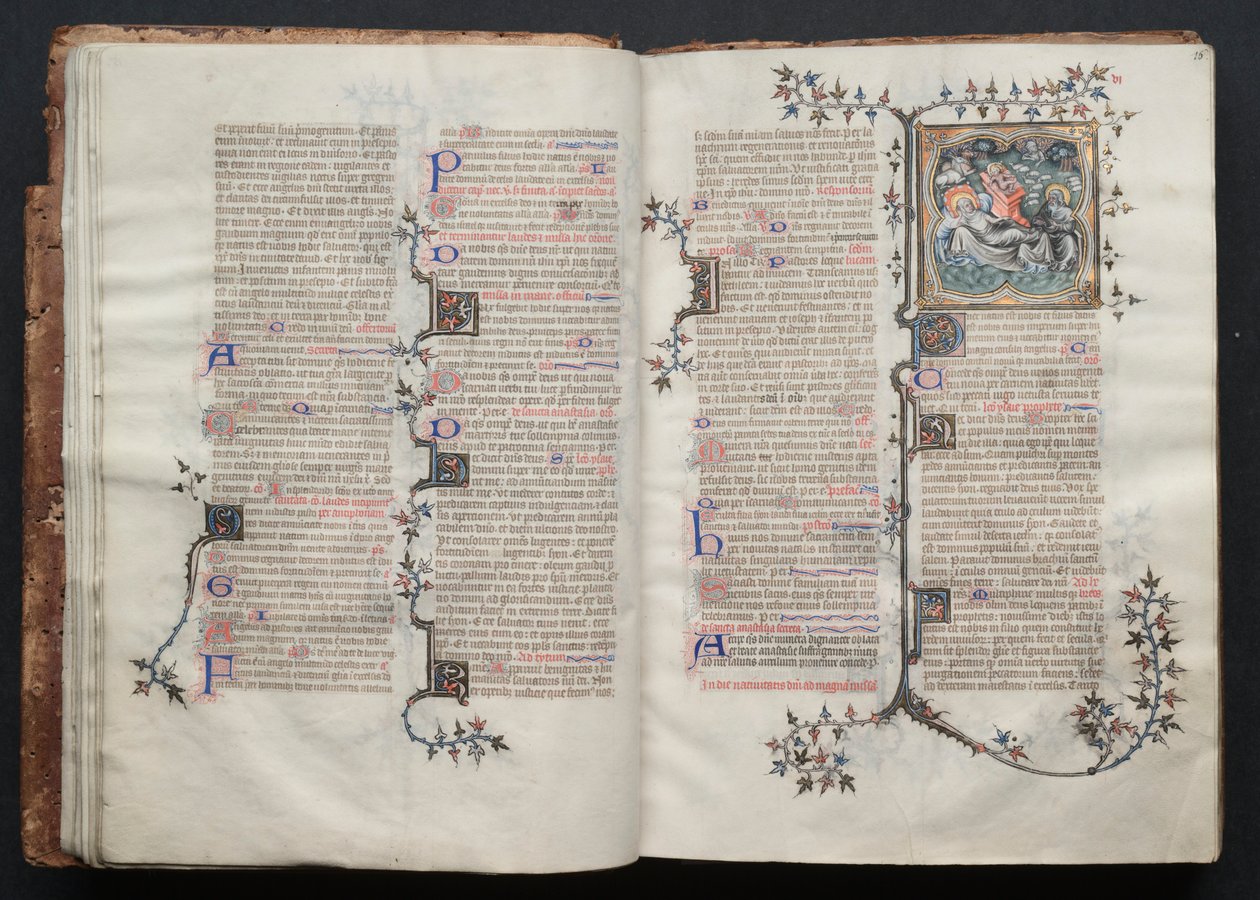 The Gotha Missal: Fol. 15v, tekst , ca. 1375. af Master of the Boqueteaux