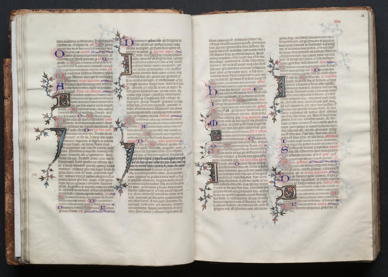 The Gotha Missal: Fol. 27v, tekst, ca. 1375. af Master of the Boqueteaux