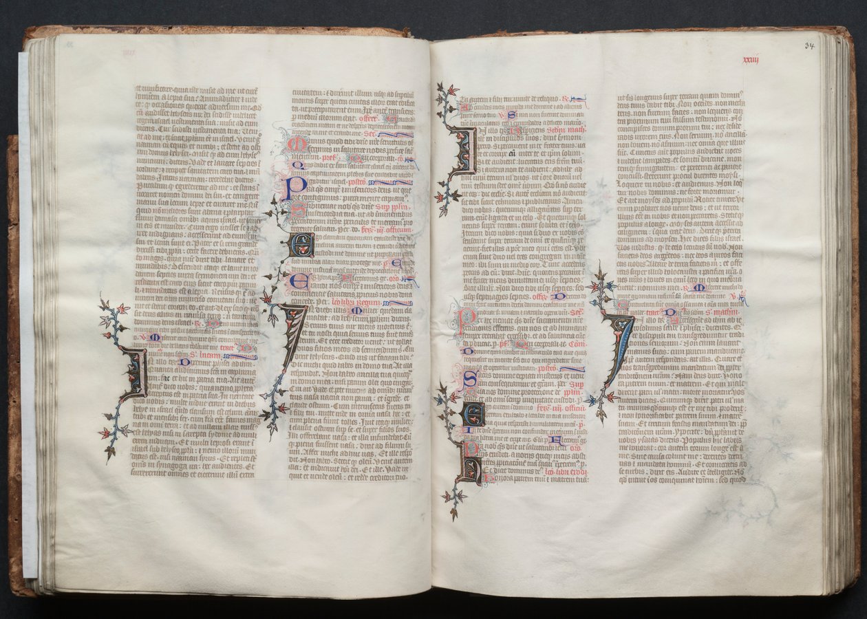 The Gotha Missal: Fol. 33v, tekst, ca. 1375. af Master of the Boqueteaux