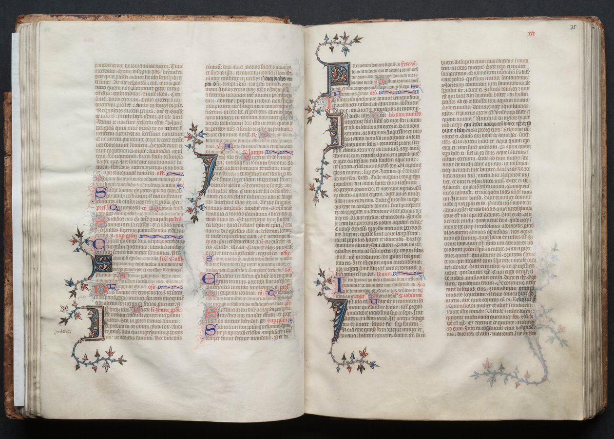 The Gotha Missal: Fol. 34v, tekst, ca. 1375. af Master of the Boqueteaux