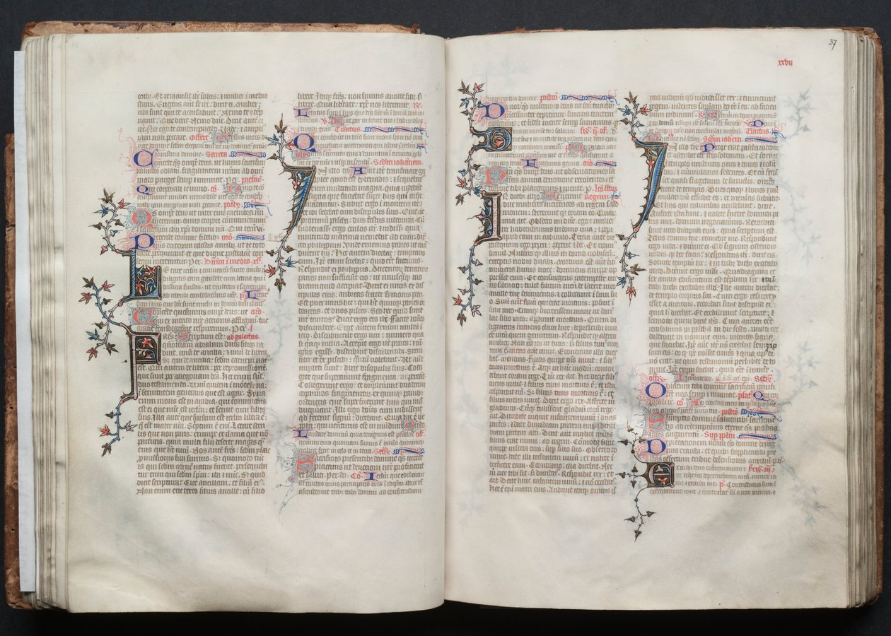 The Gotha Missal: Fol. 36v, tekst, ca. 1375. af Master of the Boqueteaux