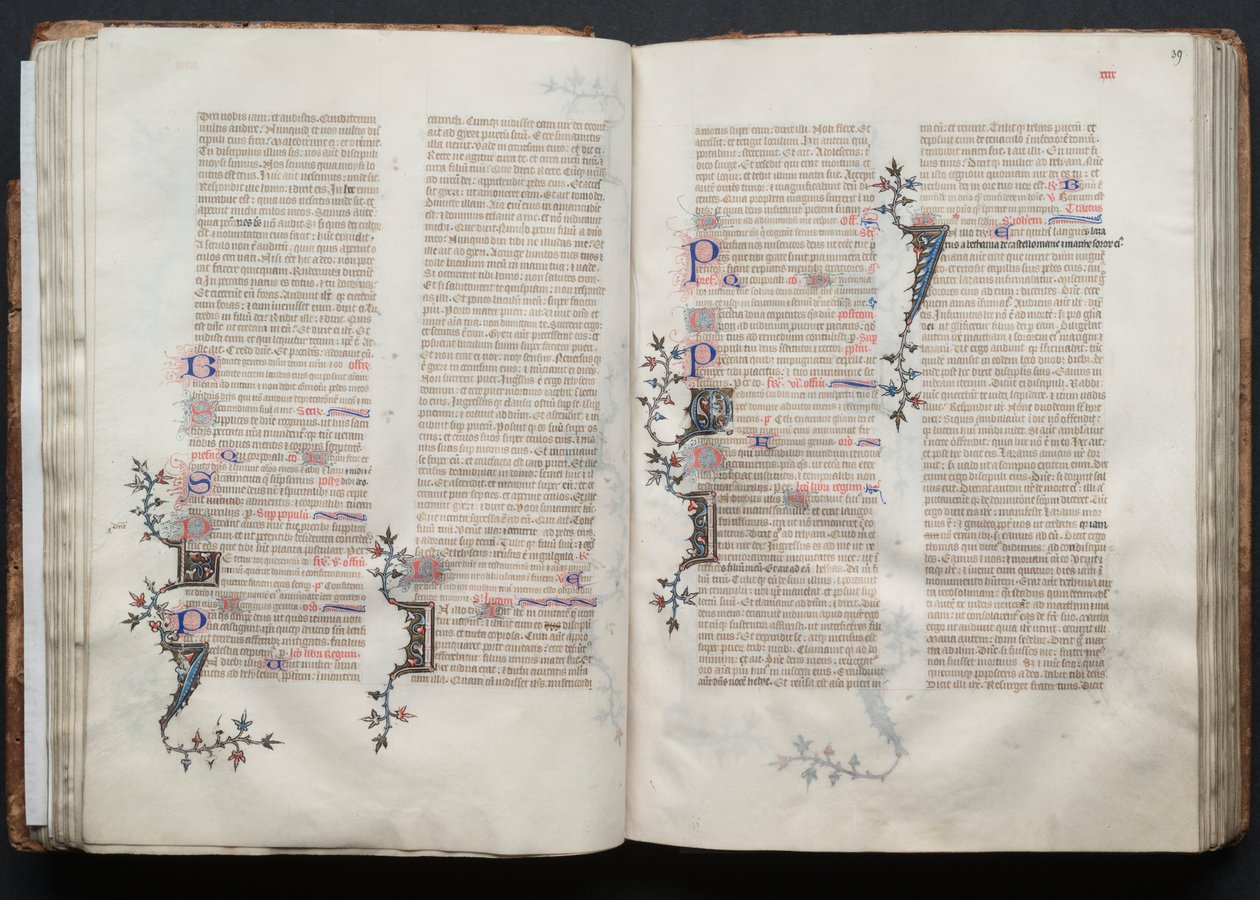 The Gotha Missal: Fol. 38v, tekst, ca. 1375. af Master of the Boqueteaux
