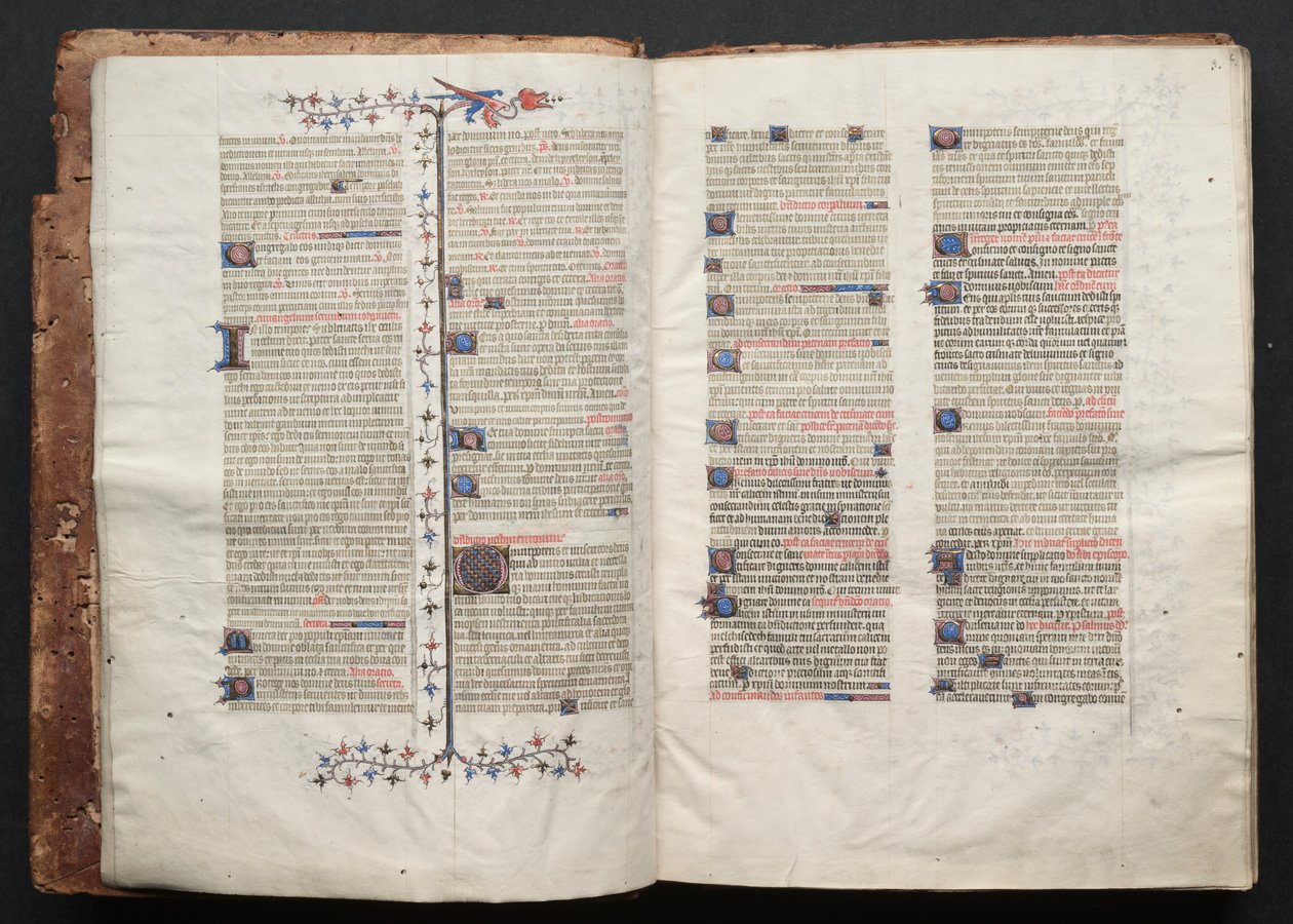 The Gotha Missal: Fol. 3r, tekst , c. 1375. af Master of the Boqueteaux