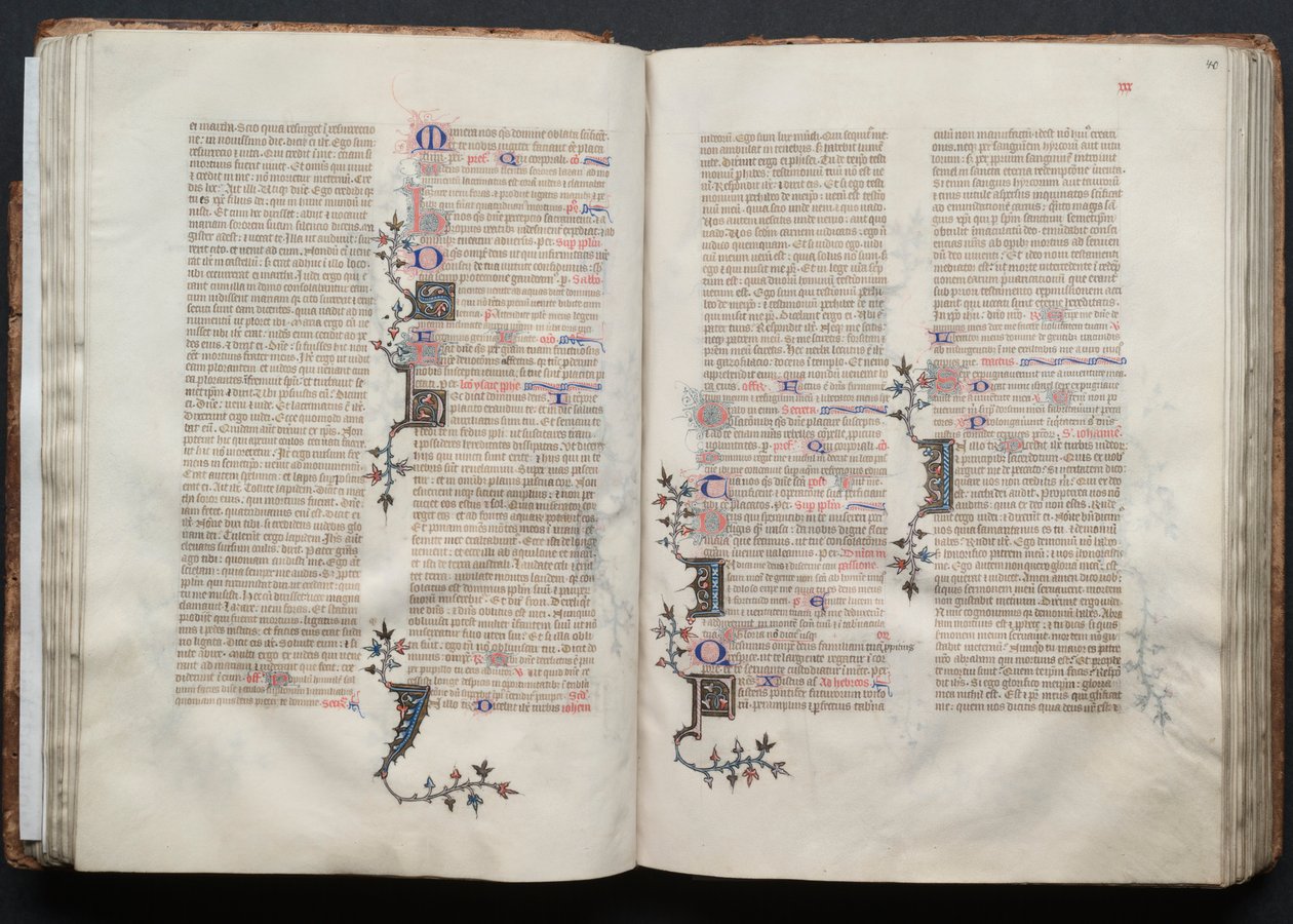 The Gotha Missal: Fol. 40r, tekst, ca. 1375. af Master of the Boqueteaux