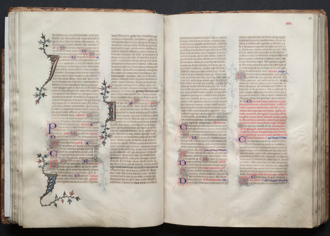 The Gotha Missal: Fol. 42v, tekst, ca. 1375. af Master of the Boqueteaux