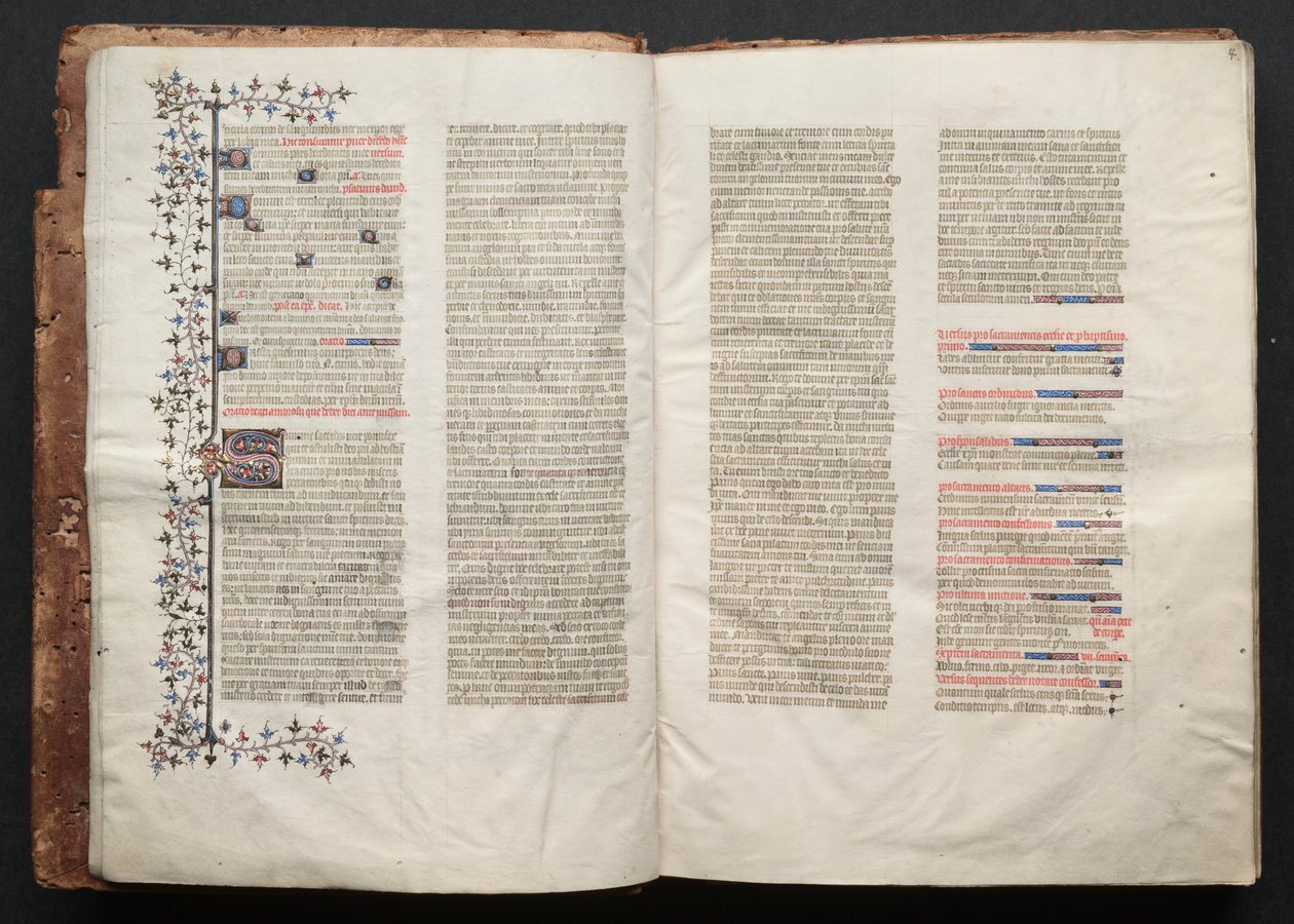 The Gotha Missal: Fol. 4r, tekst , c. 1375. af Master of the Boqueteaux