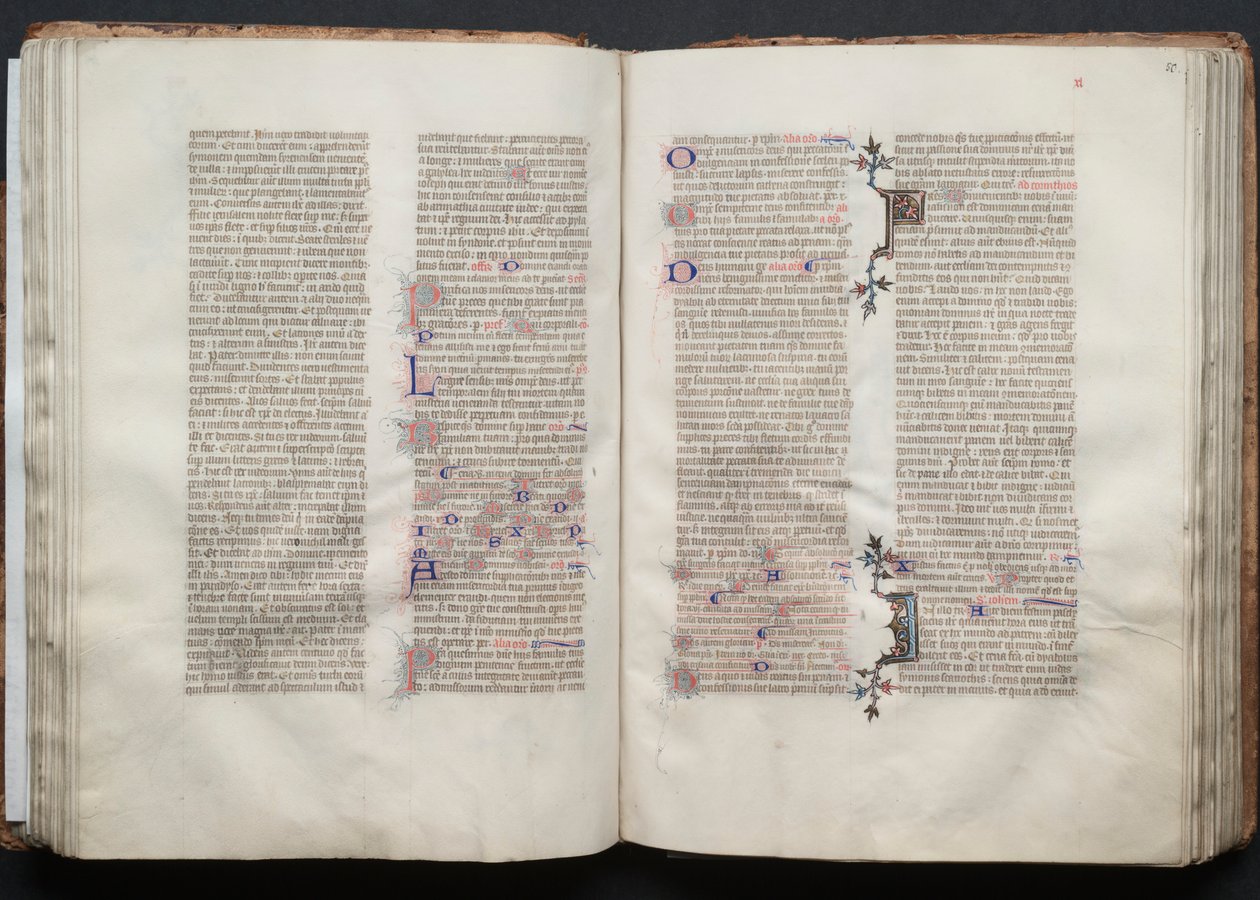 The Gotha Missal: Fol. 50r, tekst, ca. 1375. af Master of the Boqueteaux