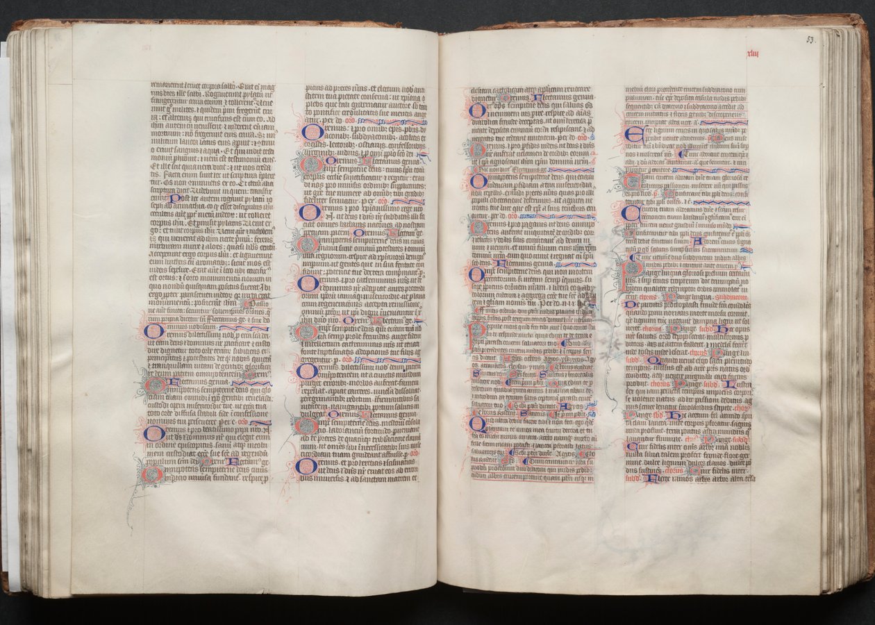 The Gotha Missal: Fol. 52v, tekst, ca. 1375. af Master of the Boqueteaux