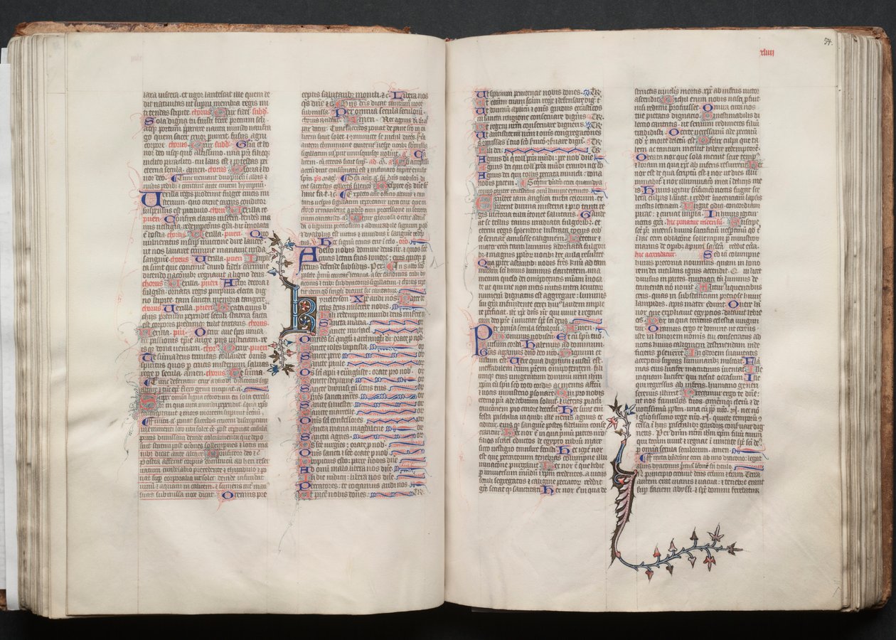 The Gotha Missal: Fol. 53v, tekst, ca. 1375. af Master of the Boqueteaux