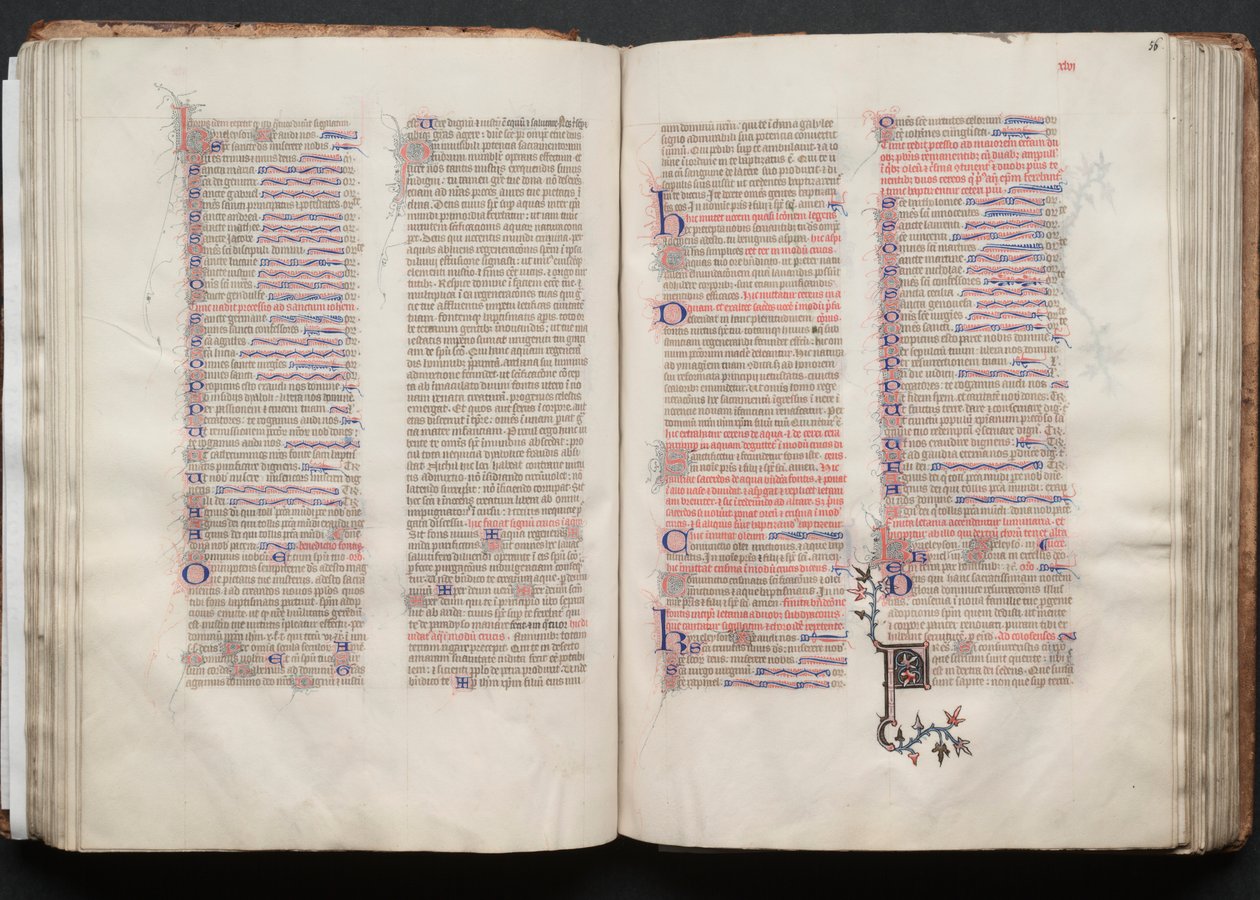 The Gotha Missal: Fol. 55v, tekst, ca. 1375. af Master of the Boqueteaux
