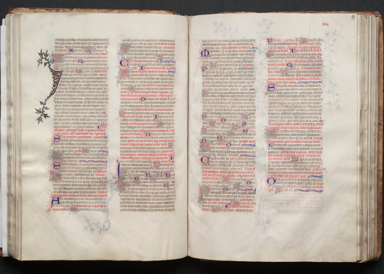 The Gotha Missal: Fol. 56v, tekst, ca. 1375. af Master of the Boqueteaux