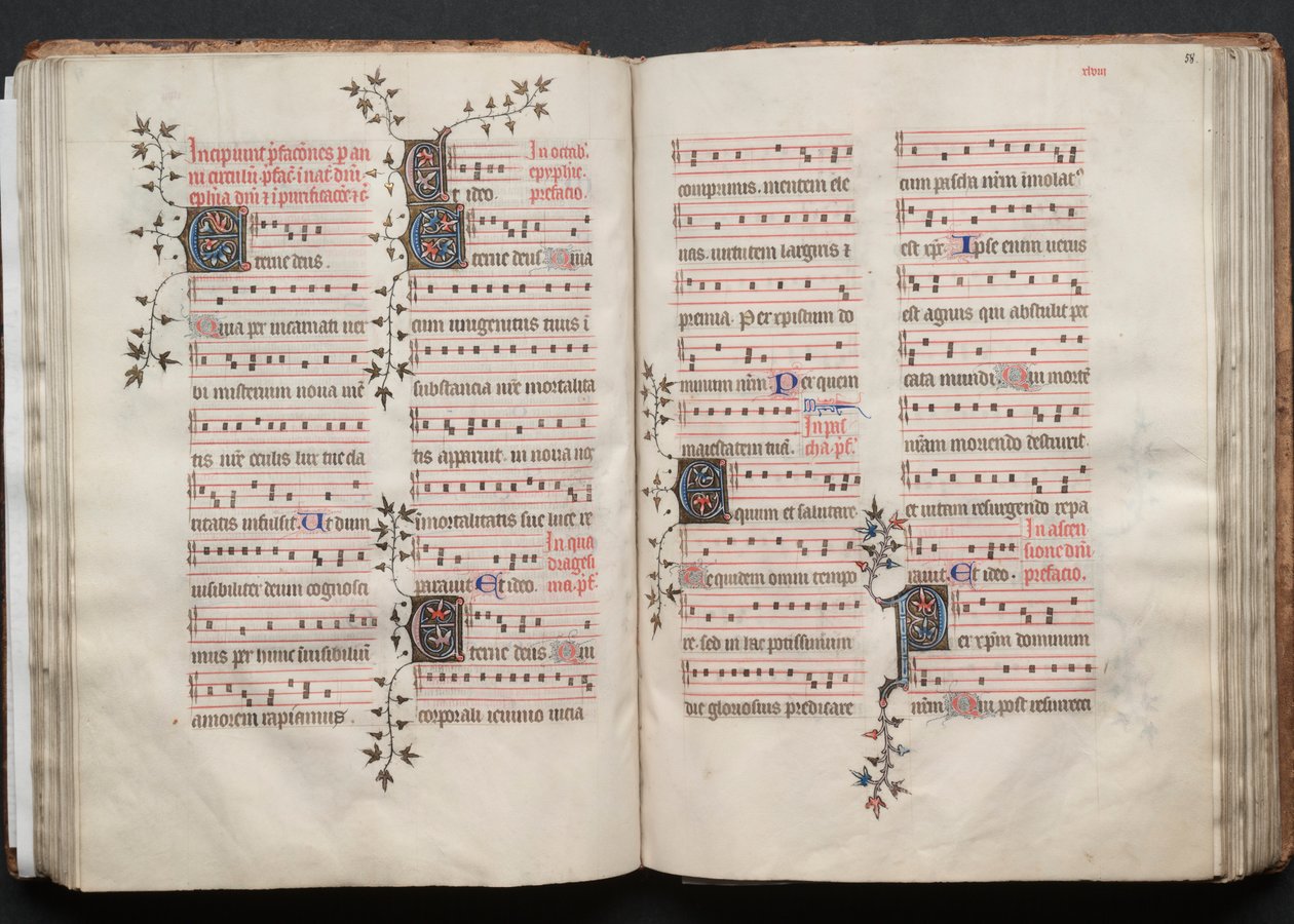 The Gotha Missal: Fol. 58r, Tekst, ca. 1375. af Master of the Boqueteaux