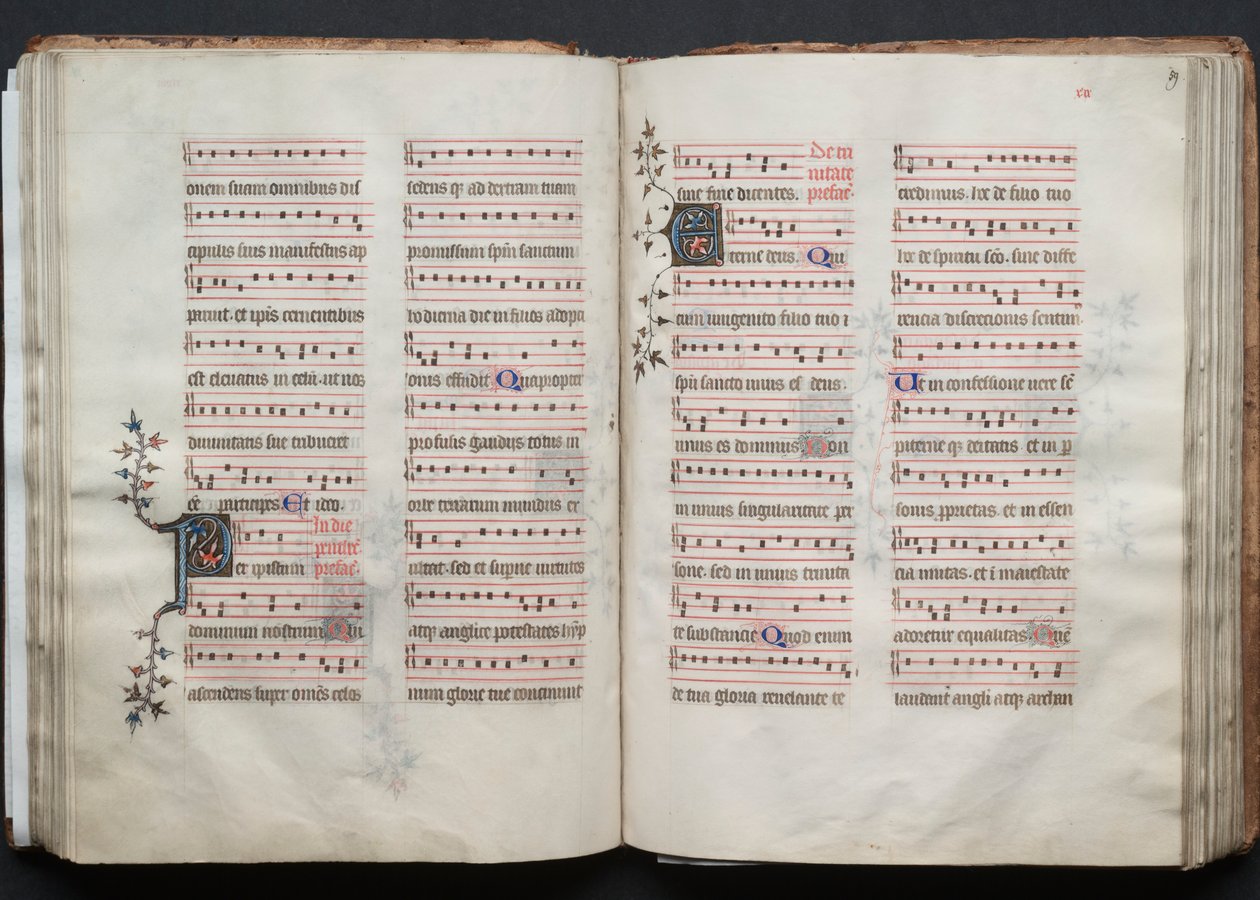 The Gotha Missal: Fol. 58v, tekst, ca. 1375. af Master of the Boqueteaux