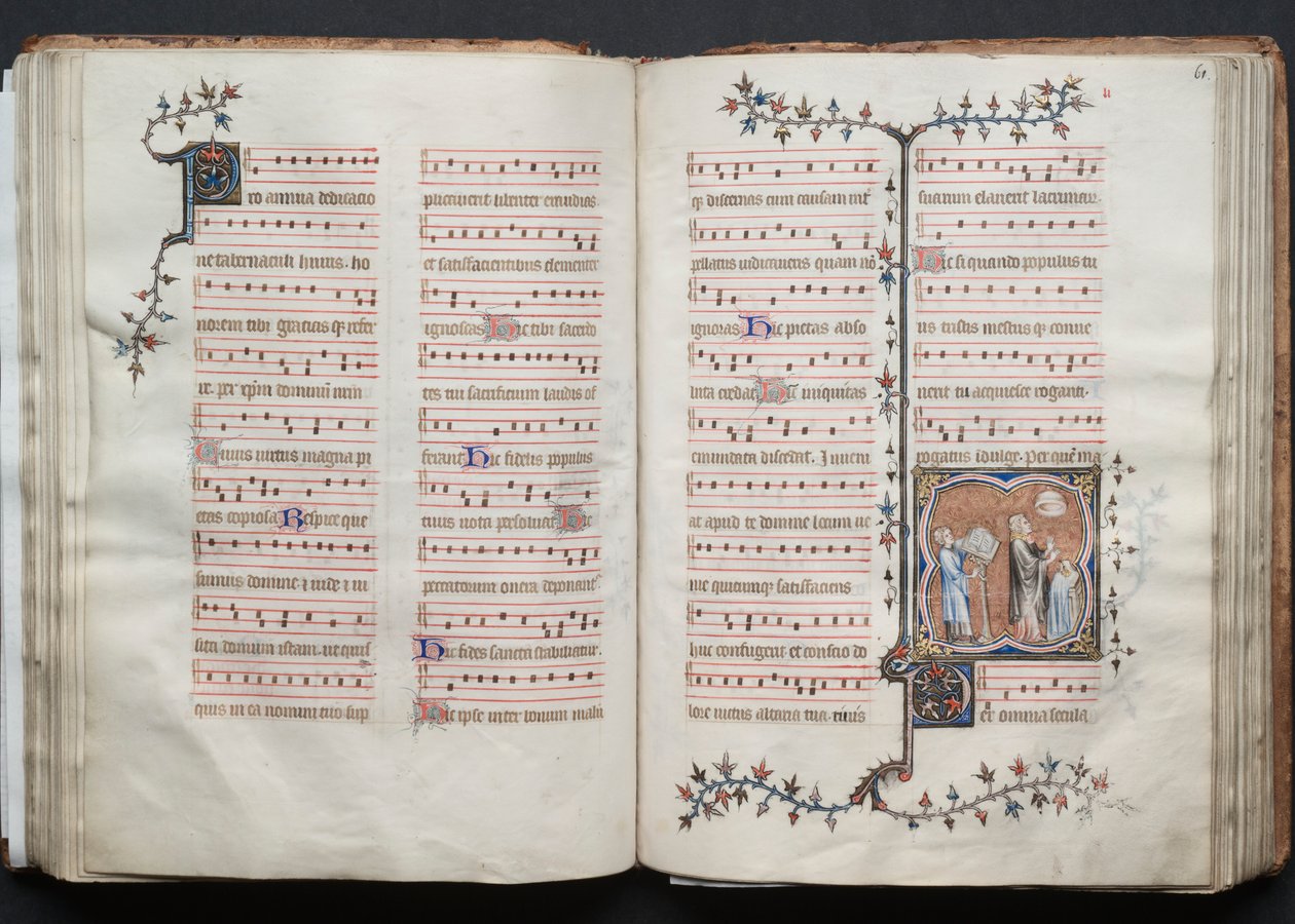 The Gotha Missal: Fol. 60v, tekst, ca. 1375. af Master of the Boqueteaux