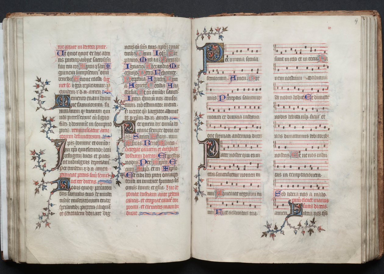 The Gotha Missal: Fol. 66v, tekst, ca. 1375. af Master of the Boqueteaux