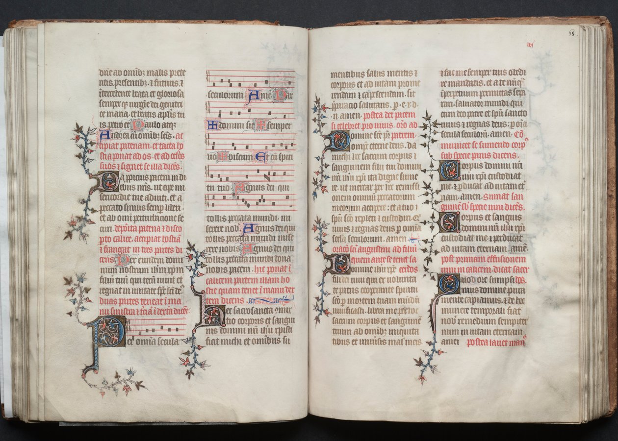 The Gotha Missal: Fol. 68r, Tekst, ca. 1375. af Master of the Boqueteaux