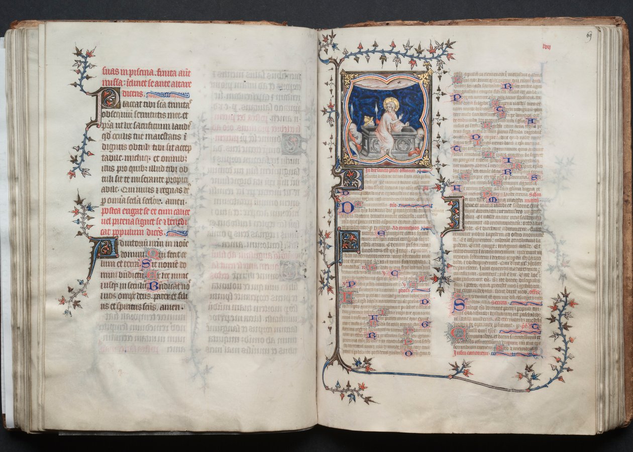 The Gotha Missal: Fol. 68v, tekst, ca. 1375. af Master of the Boqueteaux