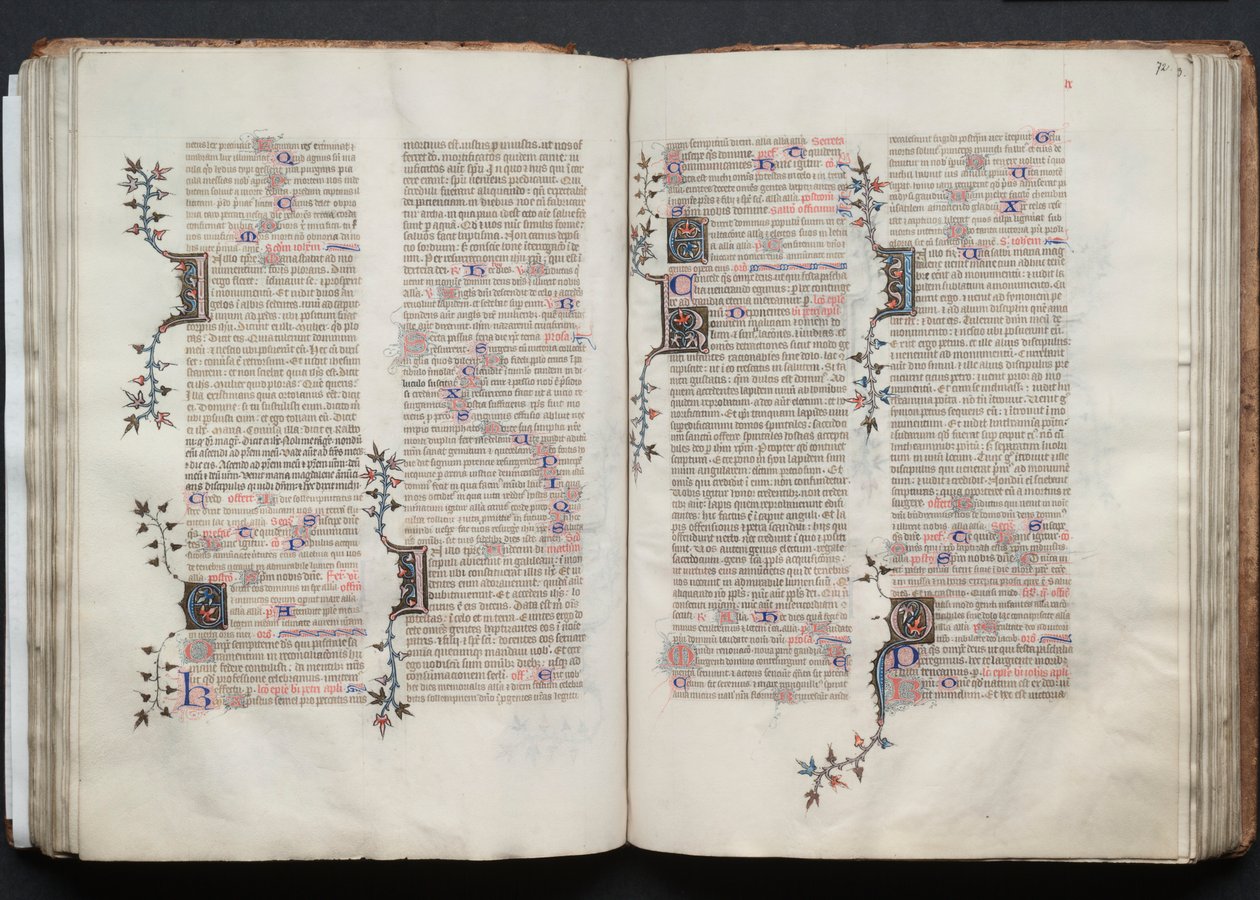 The Gotha Missal: Fol. 71v, tekst, ca. 1375. af Master of the Boqueteaux
