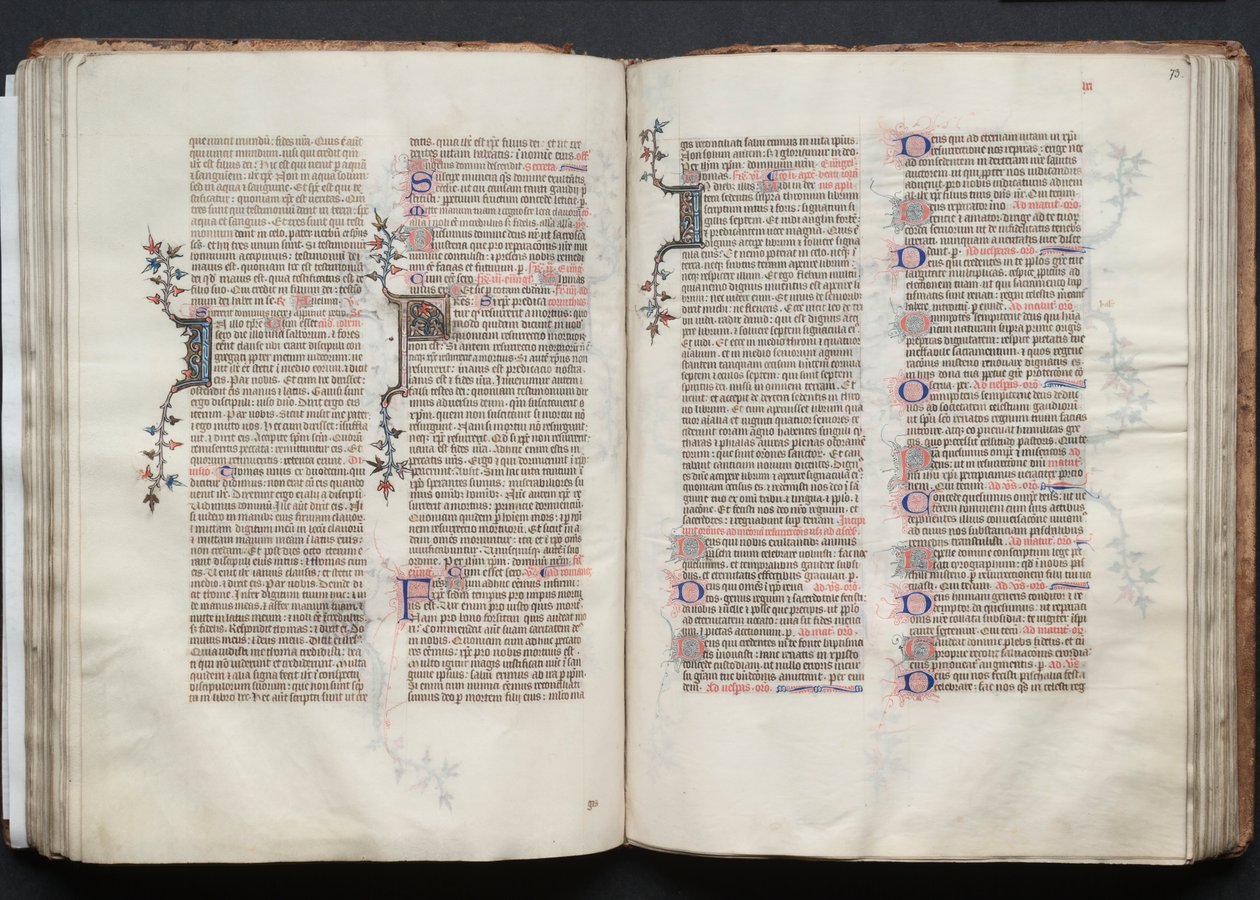The Gotha Missal: Fol. 72v, tekst, ca. 1375. af Master of the Boqueteaux