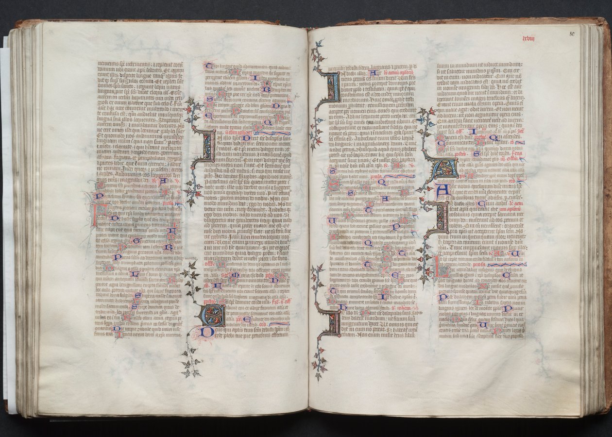 The Gotha Missal: Fol. 80r, tekst, ca. 1375. af Master of the Boqueteaux