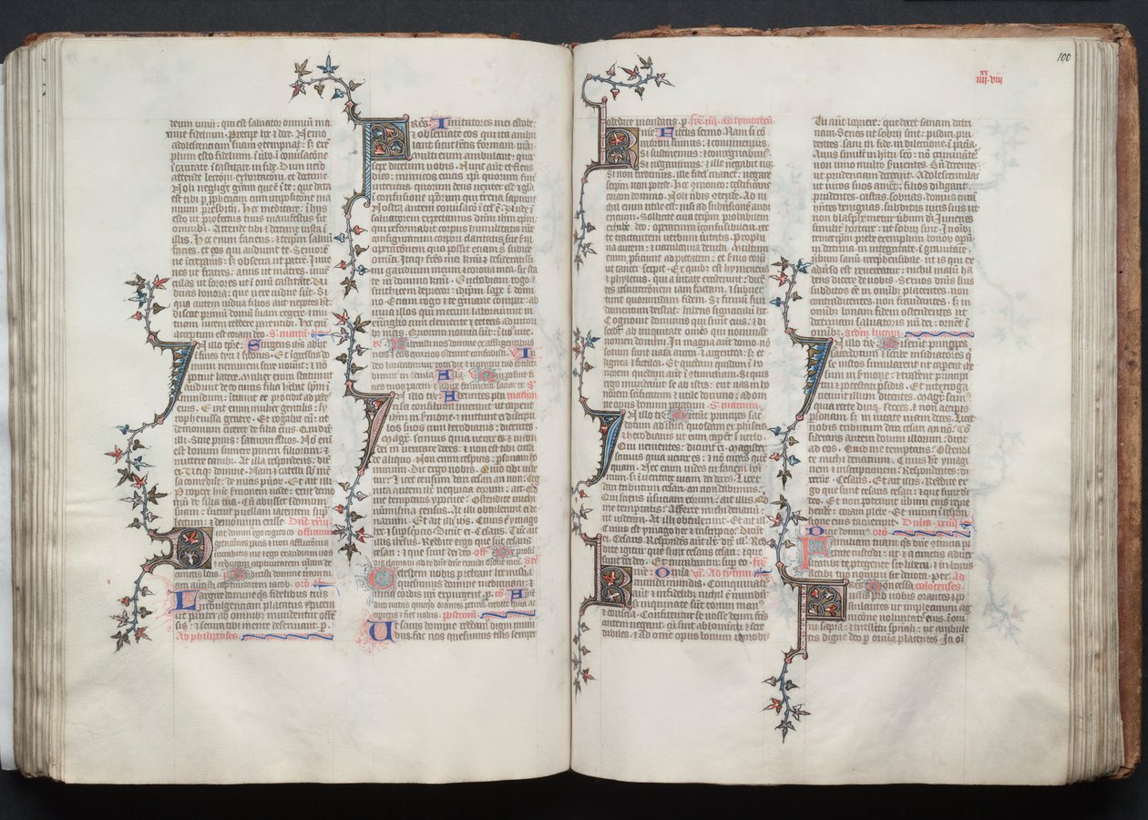 The Gotha Missal: Fol. 99v, tekst, ca. 1375. af Master of the Boqueteaux