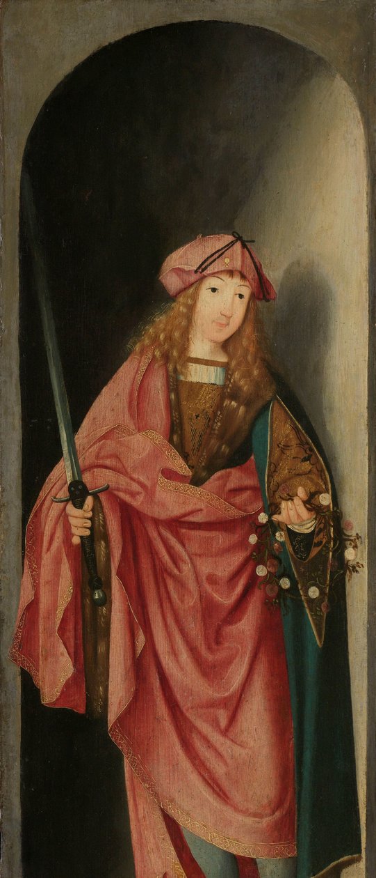 Saint Valerian, venstre fløj af en triptykon af Master of the Brunswick Diptych (attributed to)