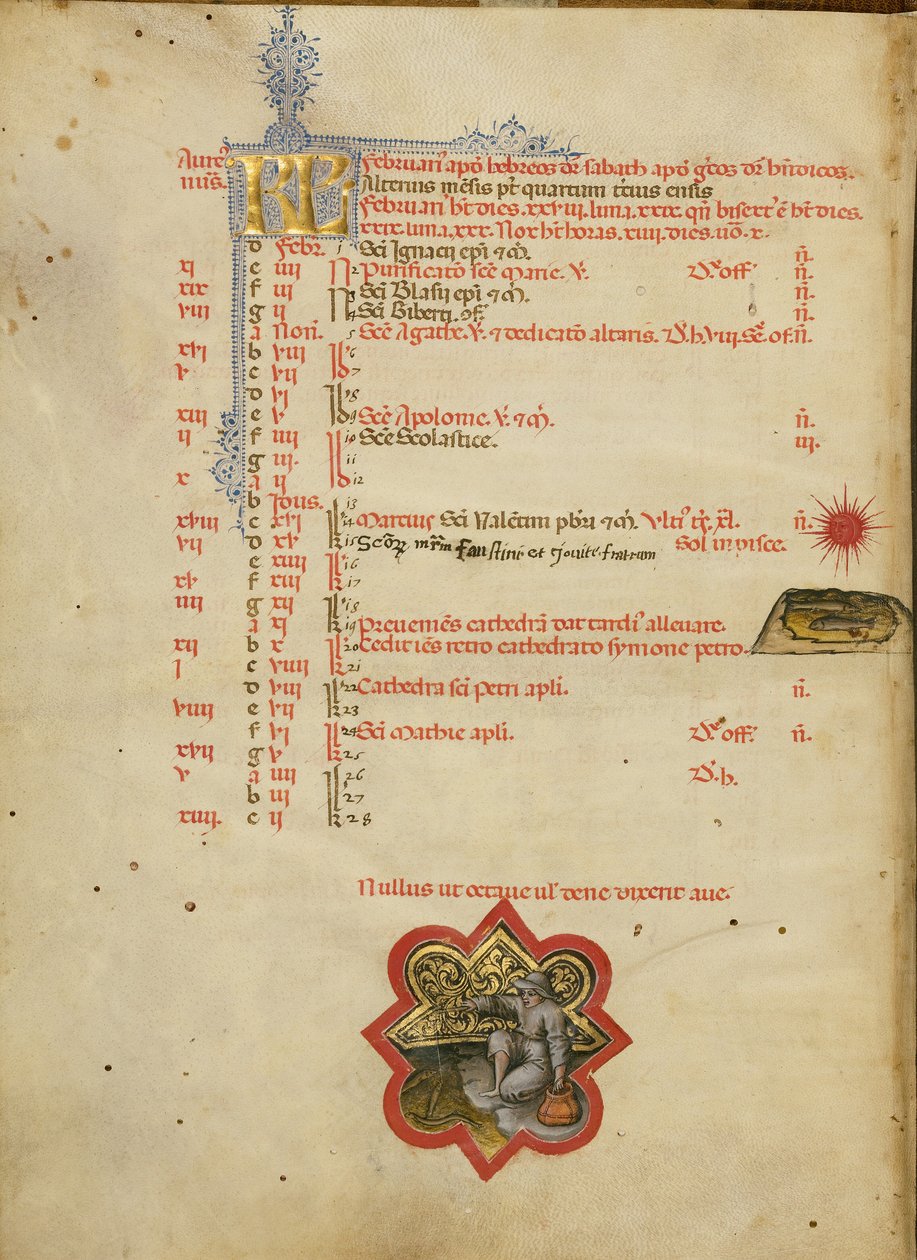 En mand, der fisker; Fiskenes stjernetegn af Master of the Brussels Initials