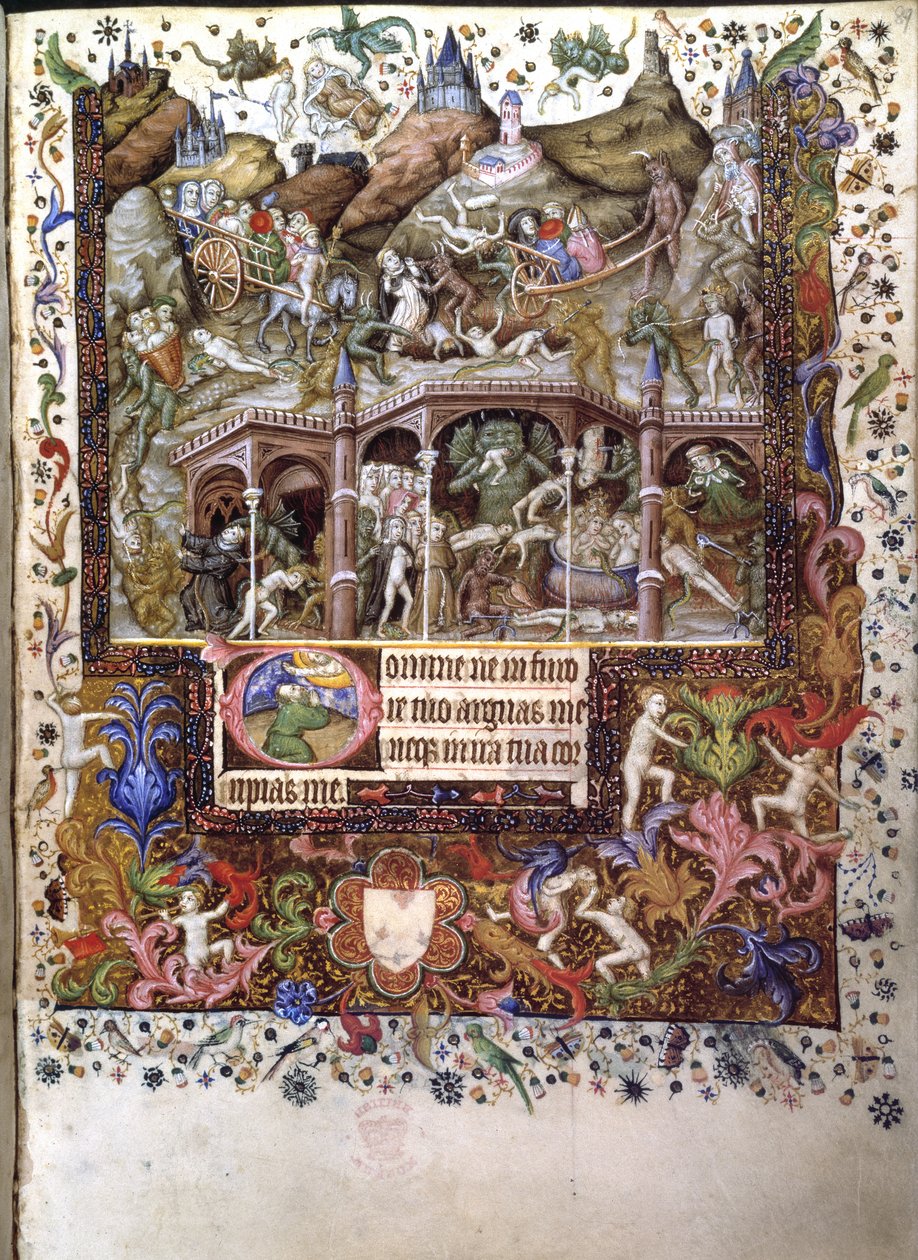 Tilføje. 29433, f.89 Scene in Hell, illustration fra en 