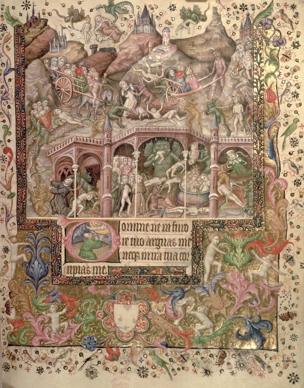 Tilføj 29433 fol.89 Vision of Hell, from a Book of Hours, c.1407 (vellum) af Master of the Brussels Initials