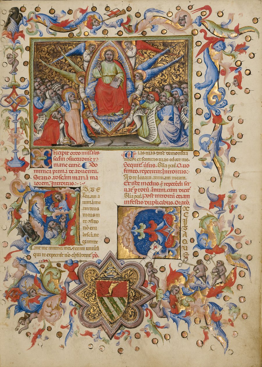 Kristus i majestæt; Initial A: En mand, der løfter sin sjæl til Gud af Master of the Brussels Initials