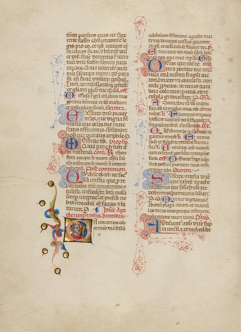 Initial G: Sankt Agatha af Master of the Brussels Initials