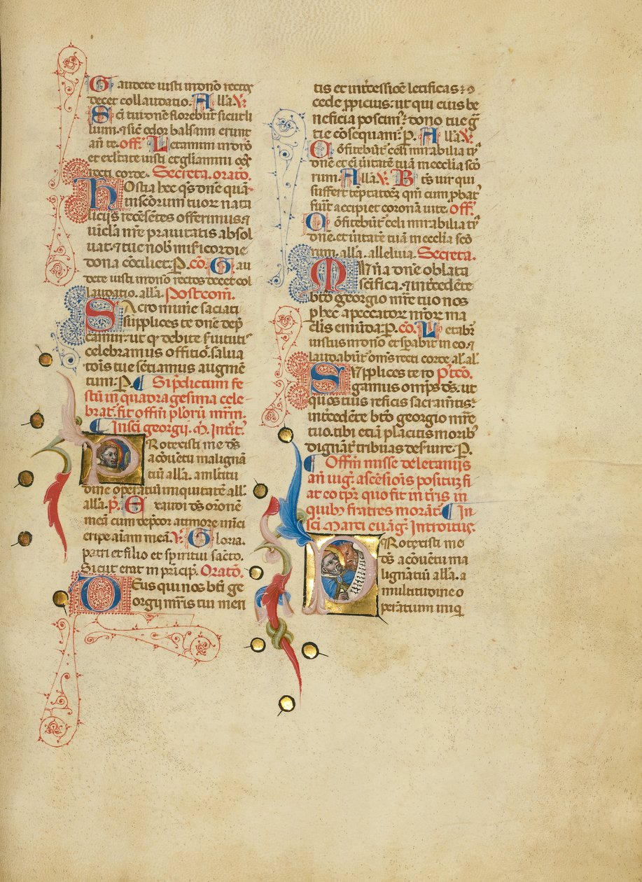 Initial P: Saint George; Initial P: Saint Mark af Master of the Brussels Initials