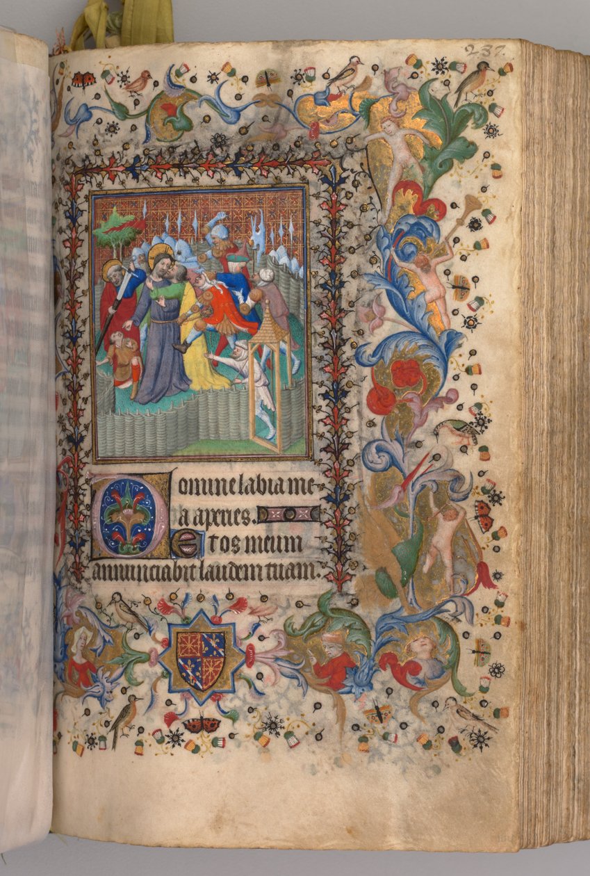 Timebog for Karl den Ædle, konge af Navarra (1361-1425): bl. 144r, Kristi forræderi af Master of the Brussels Initials and Associates
